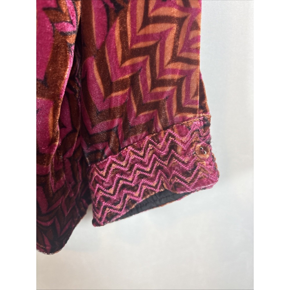 Johnny Was Belle Velvet Oversized Shirt Womens XL Colorful Button Up Silk Blend - Picture 6 of 11